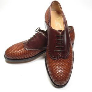 BOBBY JONES Men's Golf Shoes Woven Calfskin Saddle/Brown ITALY Size 9 1/2 M